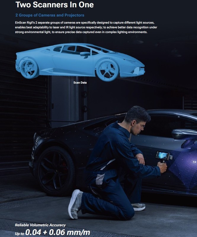 Shining3D (EinScan Rigil) V1.3 Wireless Tri-Mode 3D Laser Scanner w/ Scanning SW gallery