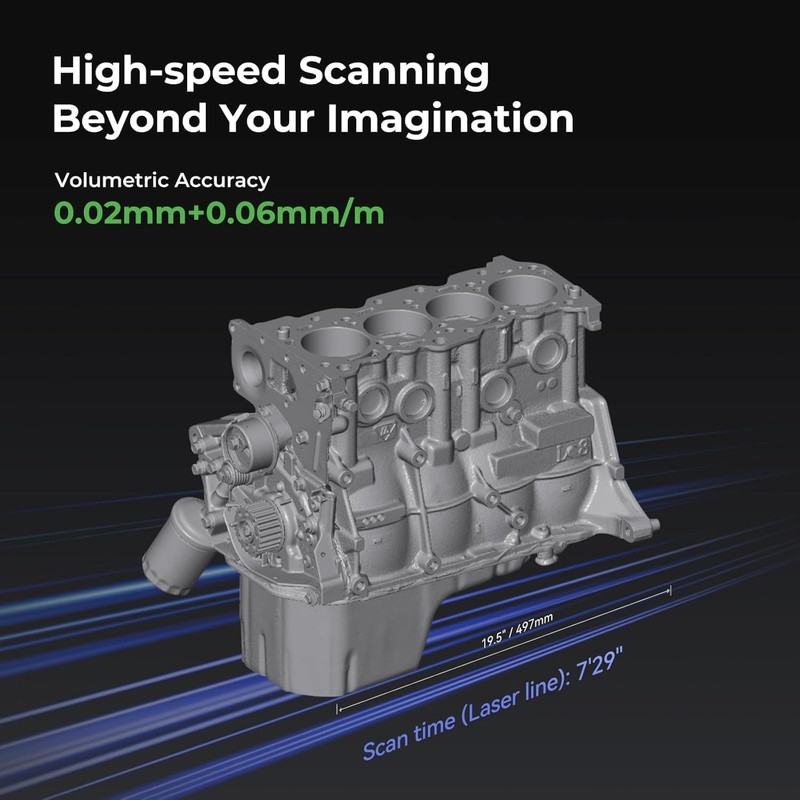 Raptor X 3D Scanner - 60FPS, 34 Cross Laser, 0.02mm Accuracy, WiFi 6 gallery
