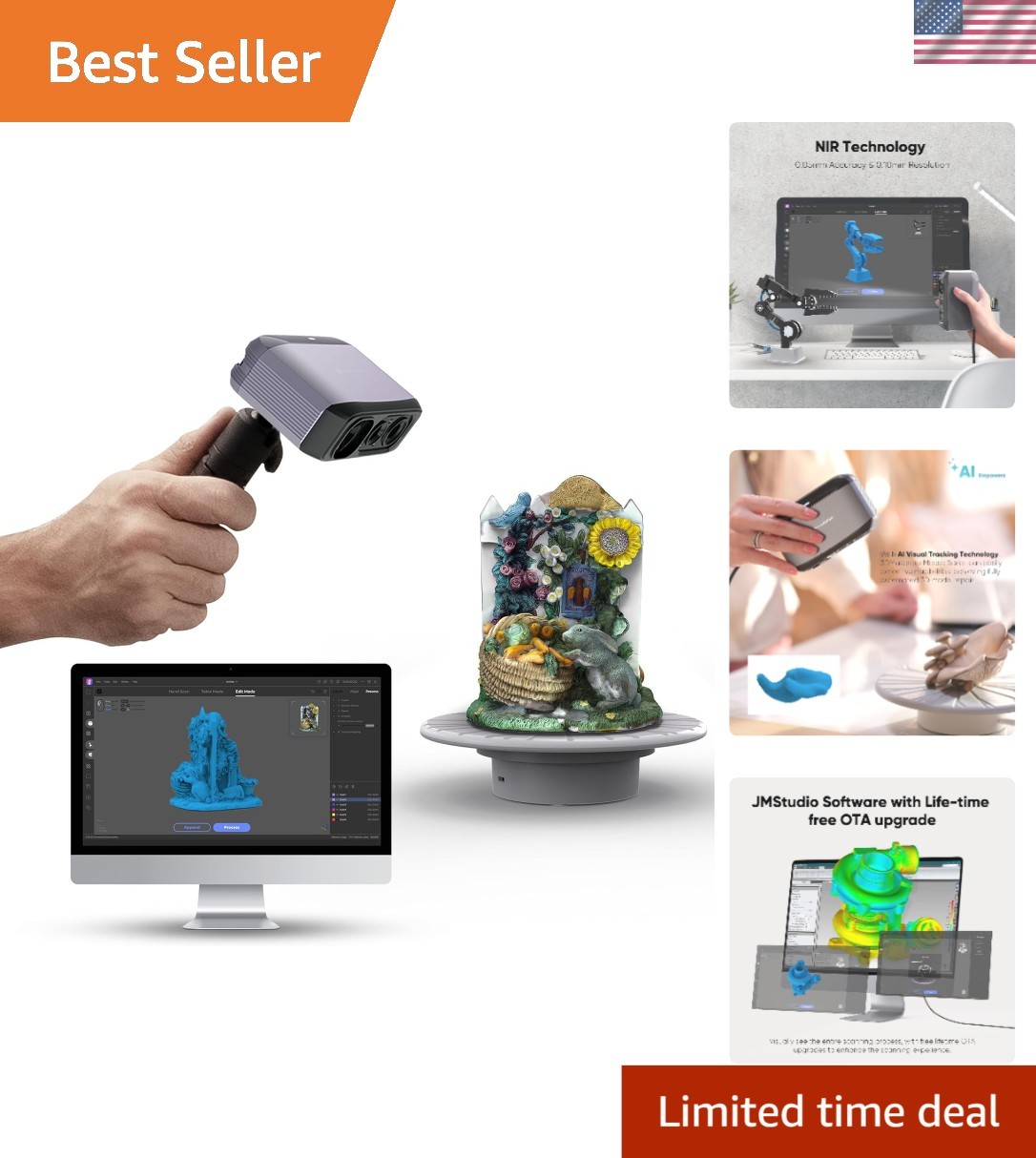 Moose Lite Handheld 3D Scanner - 0.05mm Precision for Effortless 3D Printing gallery