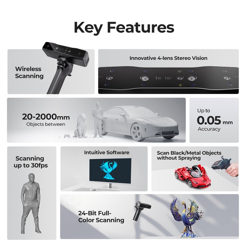 Lite 3D Scanner Wireless 005mm Accuracy 30FPS AntiShake gallery