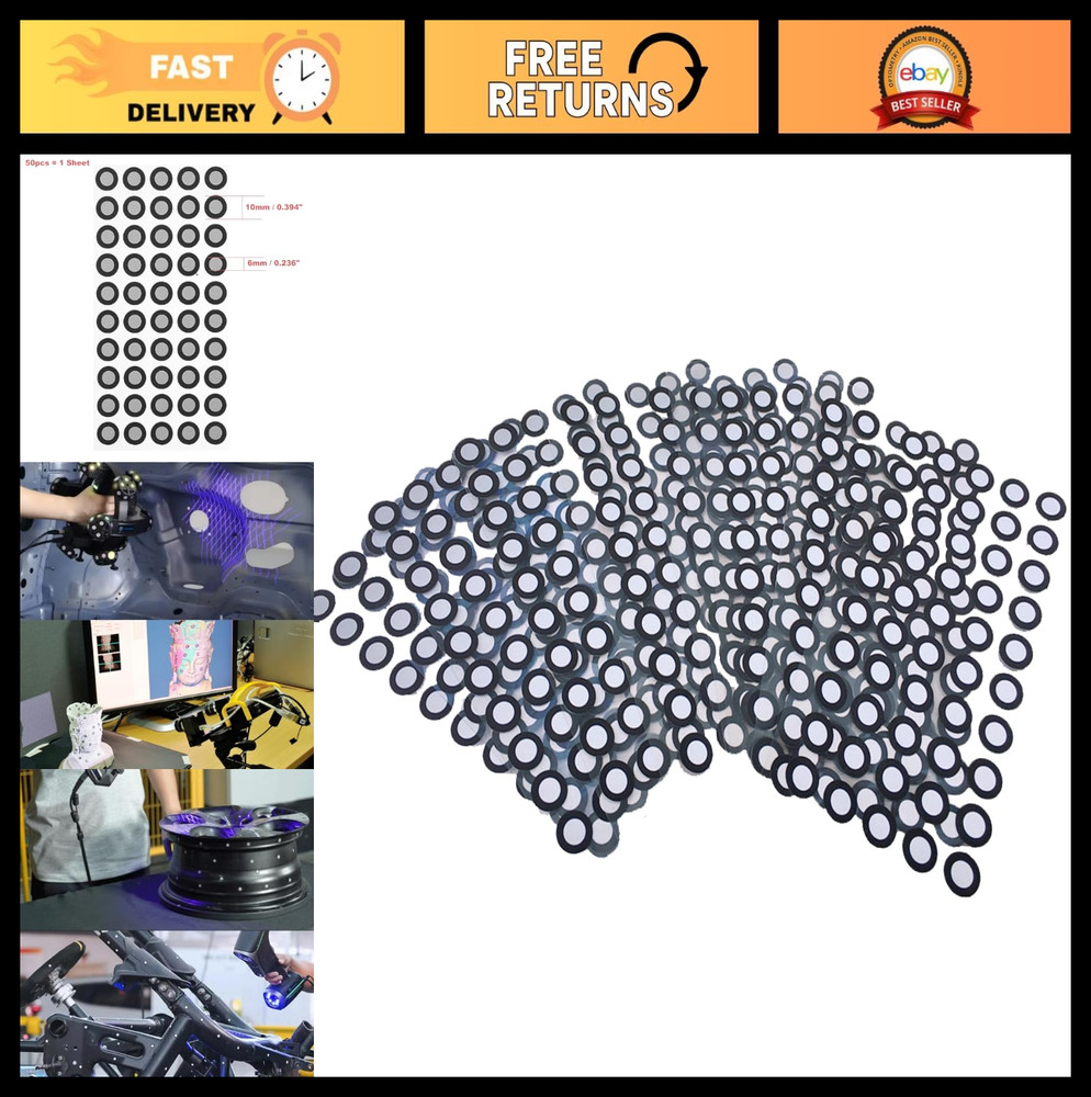 3D Scanner Markers Dots for Optical Tracking - 500pcs, 6mm Inner, 10mm Outer
