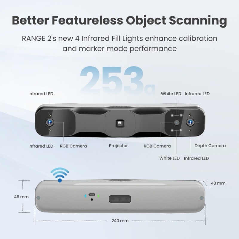 Revopoint RANGE 2 3D Scanner Handheld 0.1 mm Precision for 3D Modeling gallery