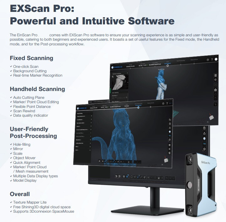 Shining3D EinScan Pro HD 3D Scanner w/ Turntable + Color Pack | 0.04mm gallery