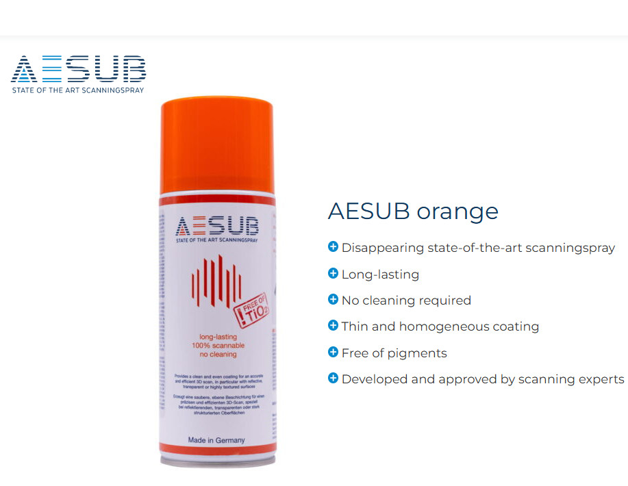 AESUB Orange Scanning Spray Universal self-evaporating 3D Works w All Scanners gallery