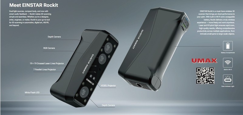 EINSTAR Rockit Wireless 3D Scanner Blue Laser IR 90FPS Shining3D gallery