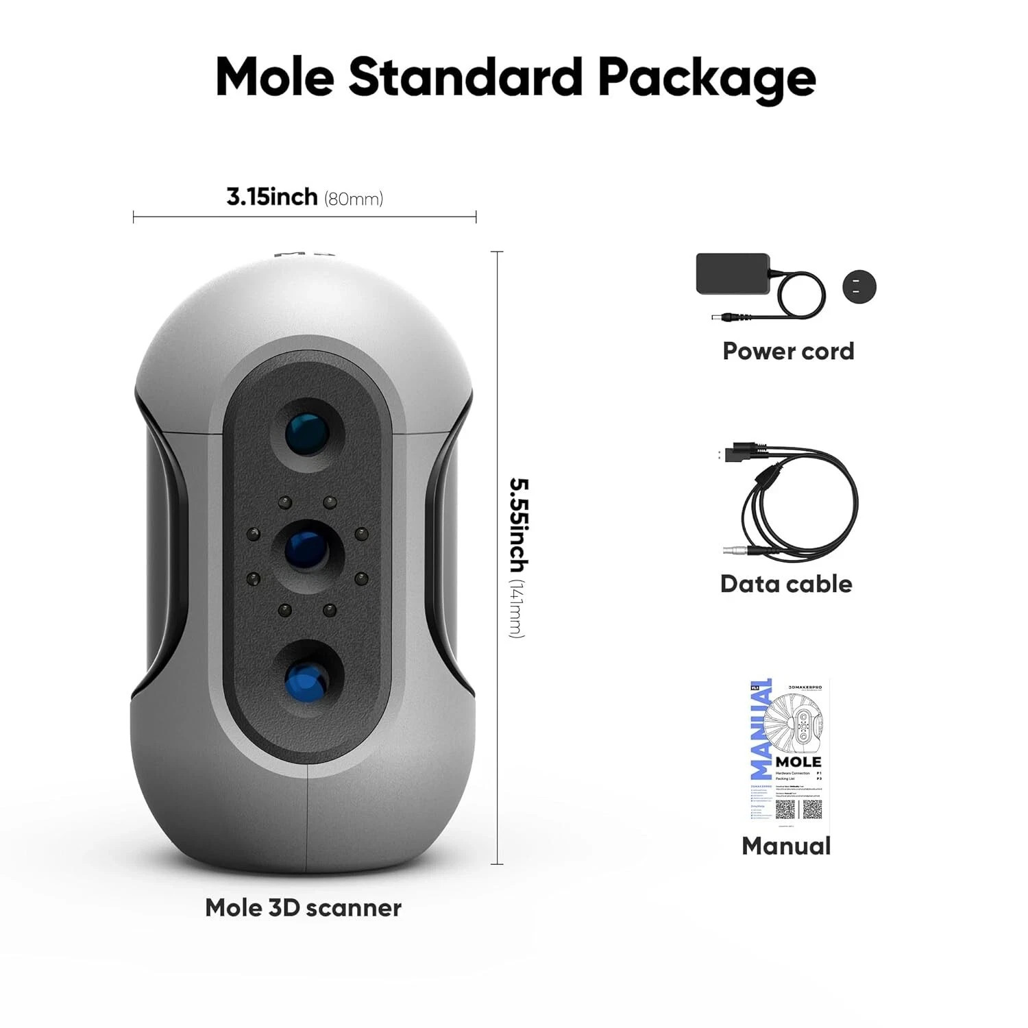 3DMakerpro Portable Mole-Standard 3D-Scanner For 3D-Printing 0.1mm Resolution S gallery