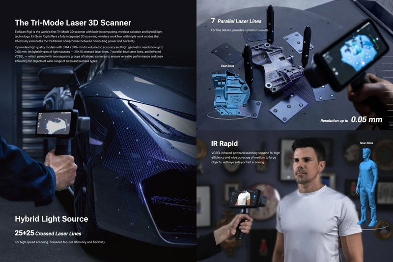 Shining3D EinScan Rigil Wireless Laser 3D scanner | 0.04mm Accuracy with SW gallery