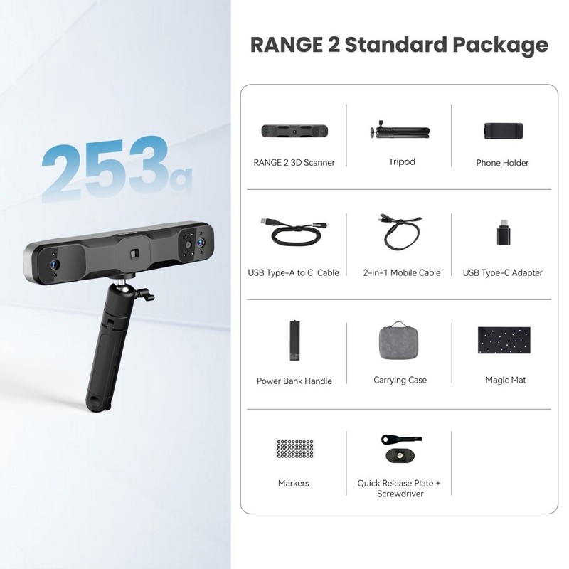 Revopoint RANGE 2 3D Scanner Handheld 0.1 mm Precision for 3D Modeling gallery