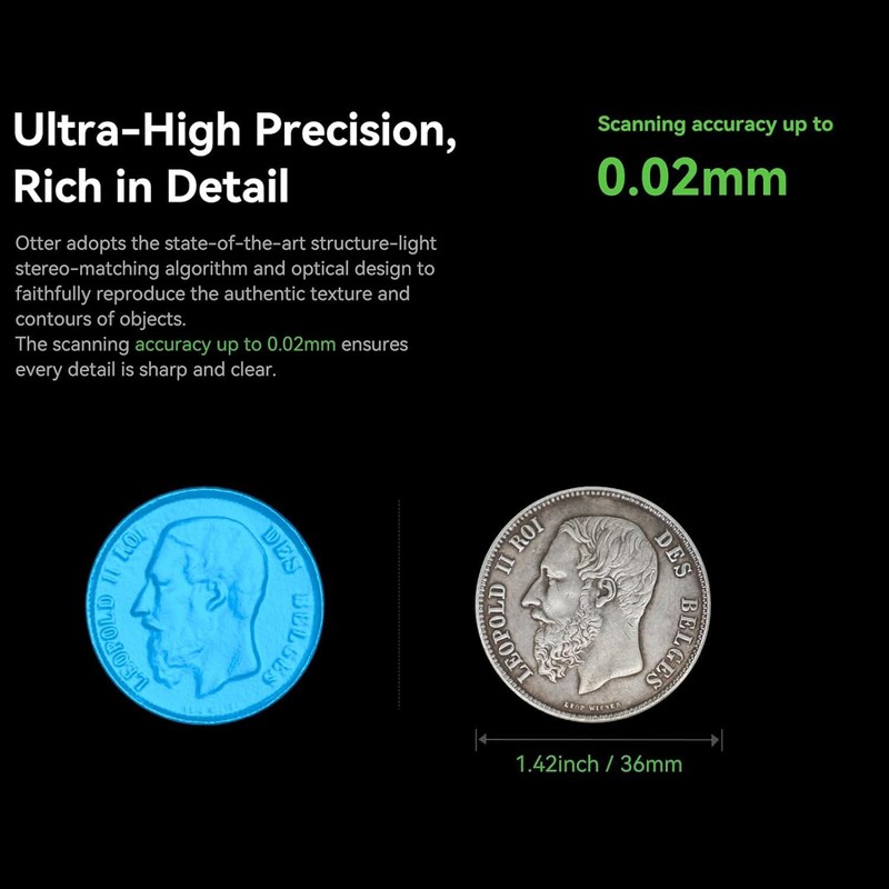 Creality CR-Scan Otter 3D Scanner, Four-Lens Stereo System 0.02mm Accuracy 20fps gallery