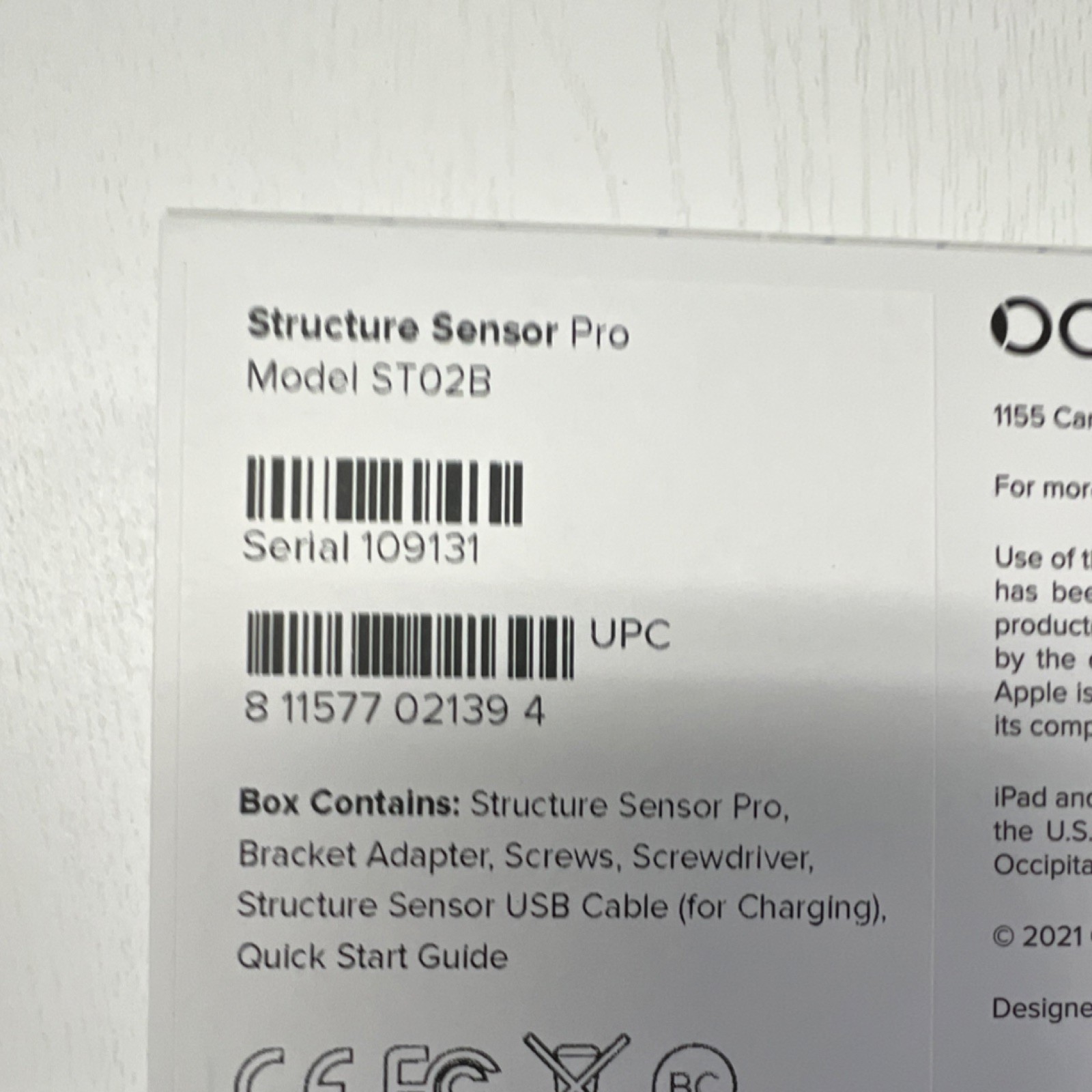 Occipital Structure Sensor Pro ST02B Handheld 3D Scanner Structured Light USB gallery