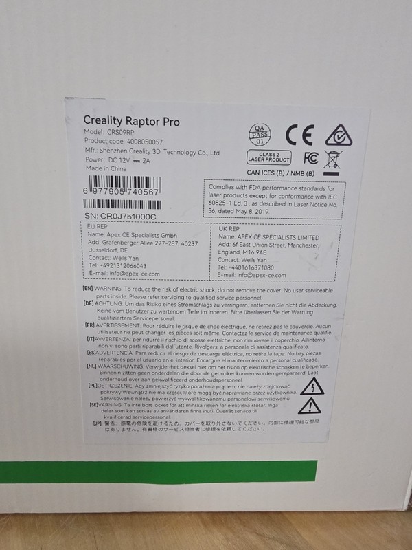 Creality Raptor Pro 3D Scanner Hybrid Blue Laser NIR Crs09rp gallery