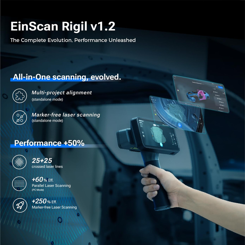 Shining 3D Rigil 3D Scanner All-In-One Wireless 25+25 Crossed Laser Lines, 7 Pa gallery