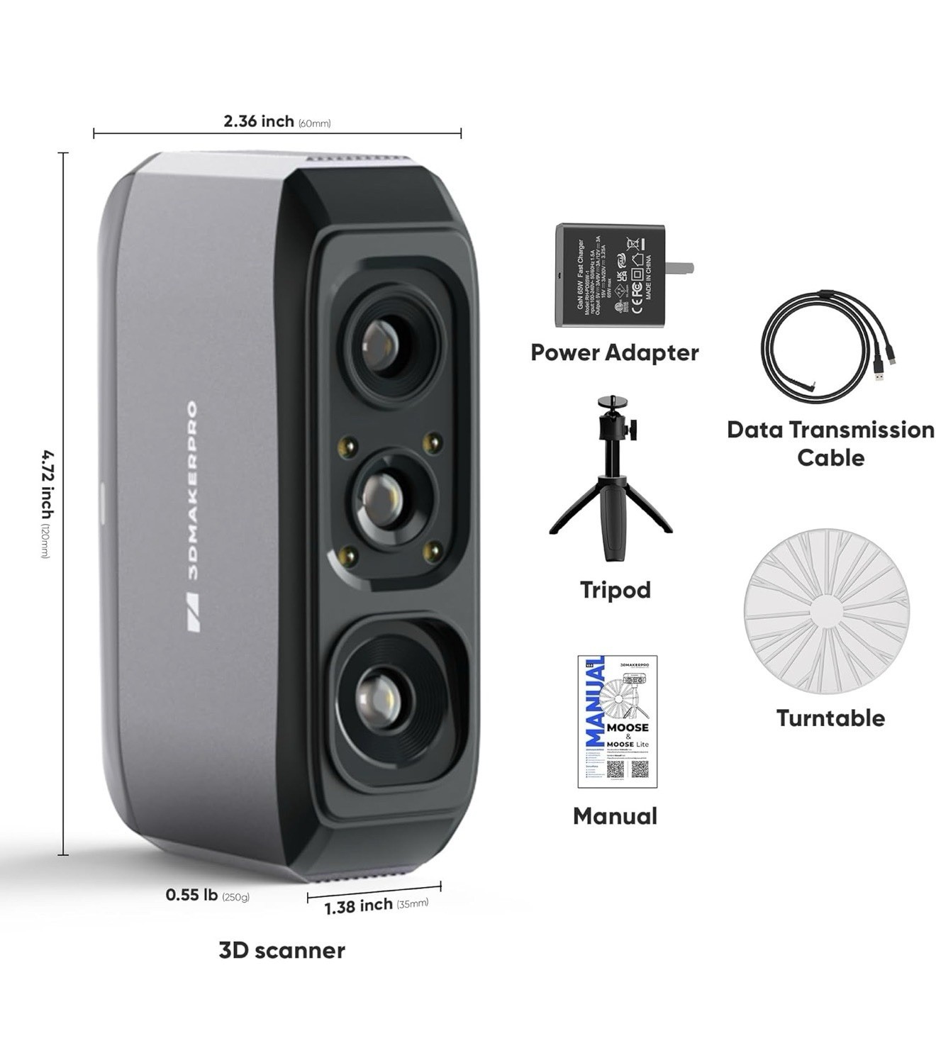 3DMakerpro Moose Lite Premium 3D Scanner,NIR Light Source,0.05mm Accuracy gallery