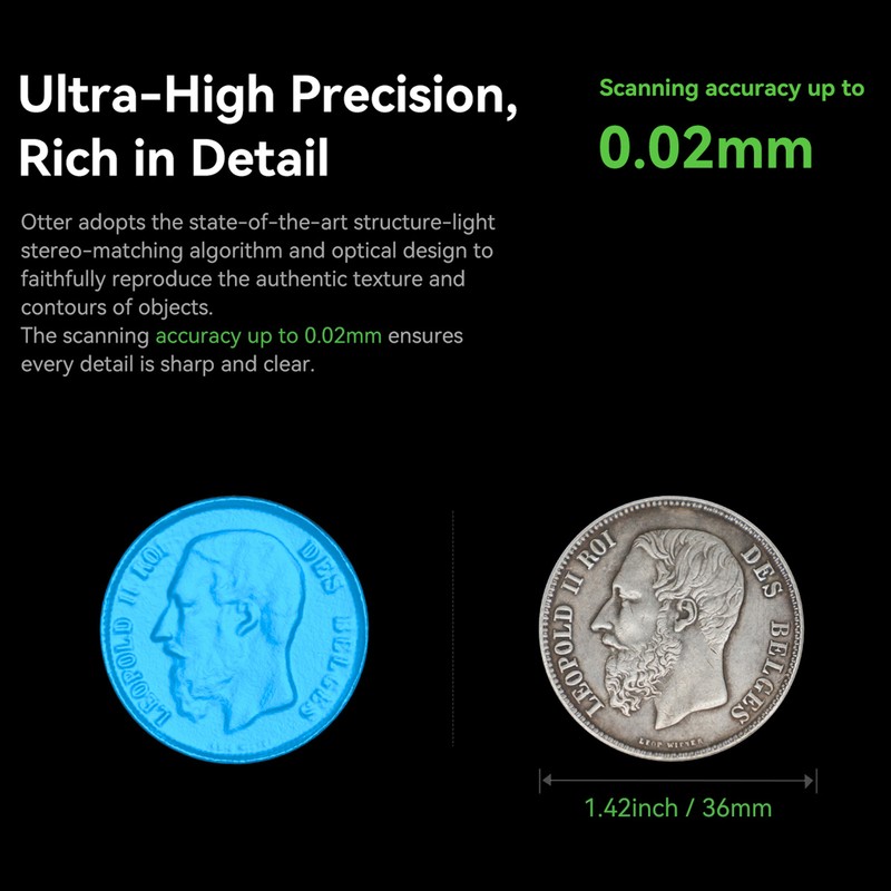 Creality CR-Scan Otter 3D Scanner 20FPS Scanning Speed 10-2000mm Range N7B2 gallery
