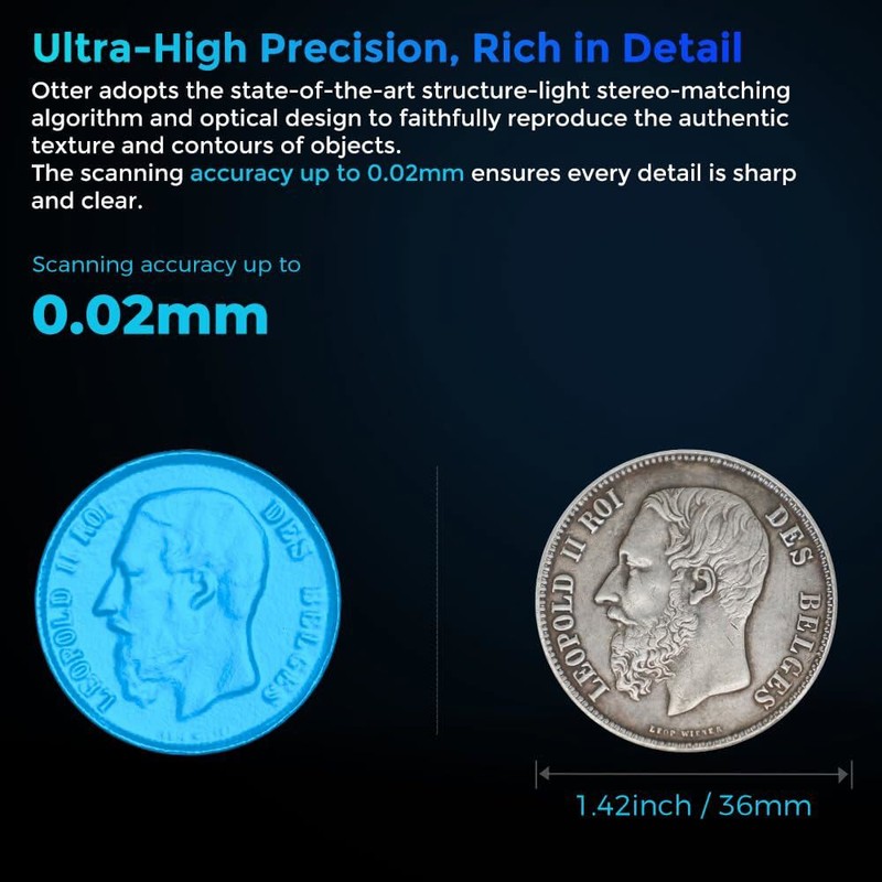 Creality CR-Scan Otter 3D Scanner 24Bit Full-Color Anti-shaking Scan Black/Metal gallery