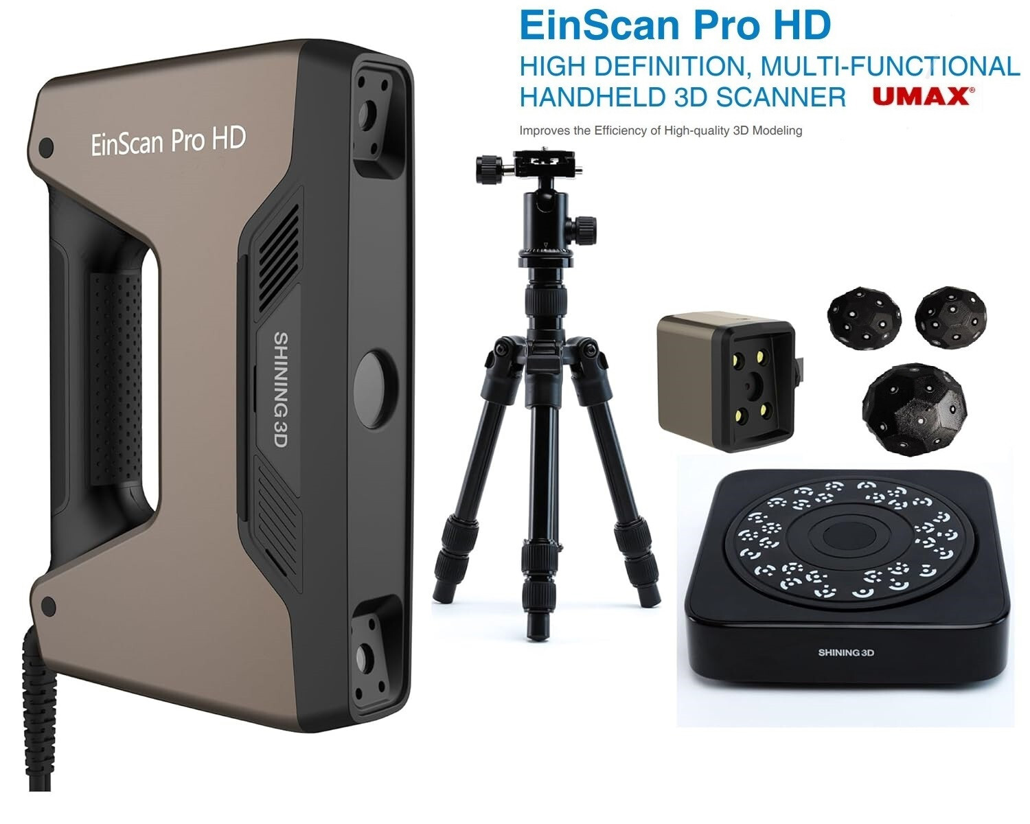 Shining3D EinScan Pro HD 3D Scanner w/ Turntable + Color Pack | 0.04mm gallery