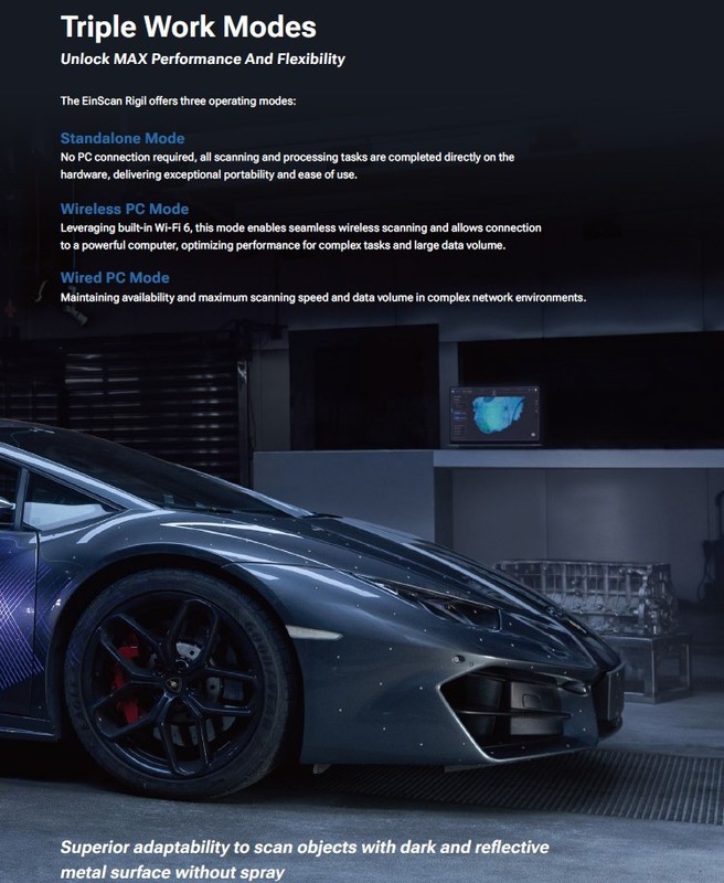 Shining3D (EinScan Rigil) V1.3 Wireless Tri-Mode 3D Laser Scanner w/ Scanning SW gallery