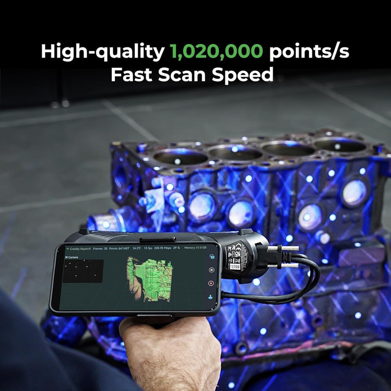 Raptor X 3D Scanner - 60FPS, 34 Cross Laser, 0.02mm Accuracy, WiFi 6 gallery