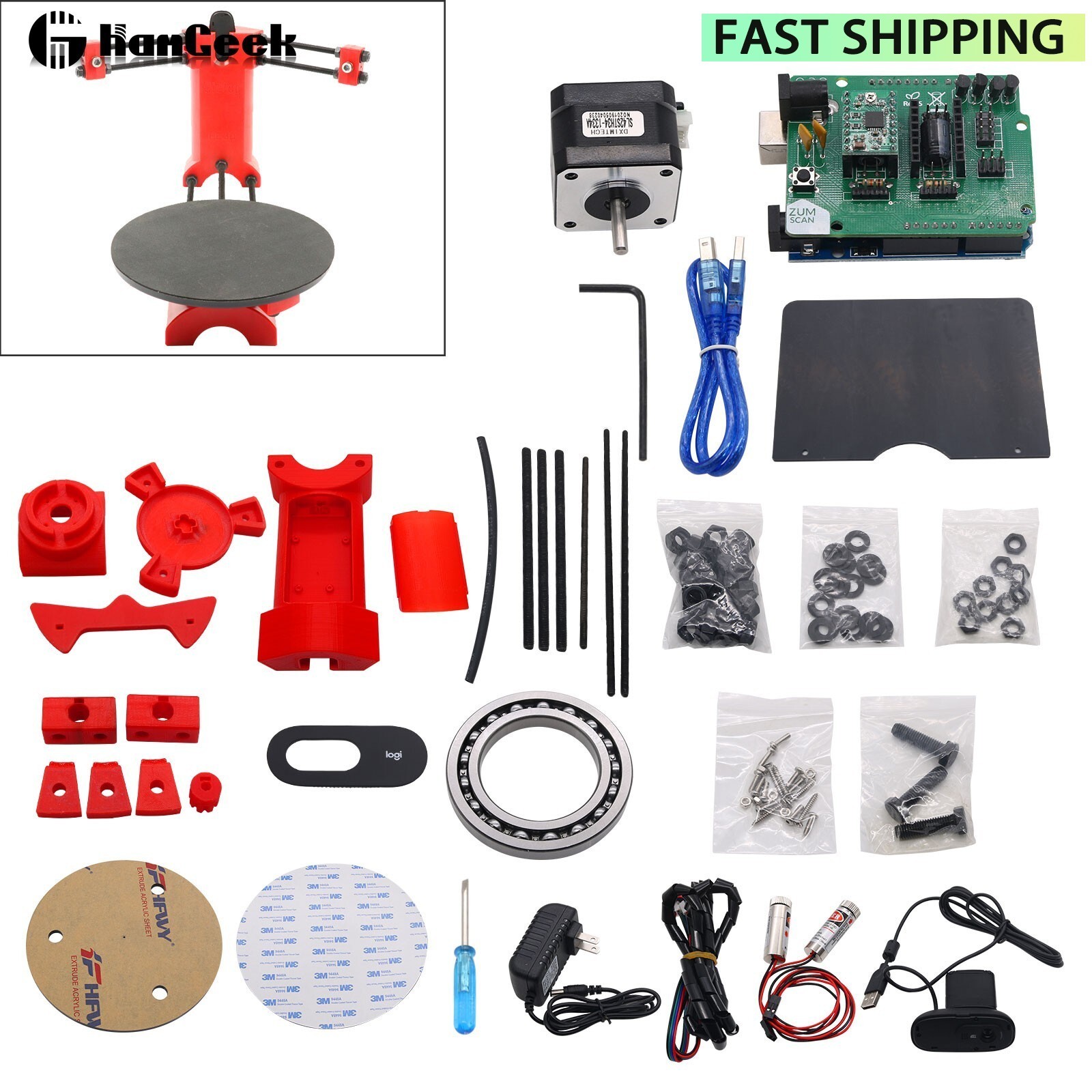 Open Source 3D DIY Laser Scanner Plate Kit w/Adapter Object For Ciclop Printer gallery