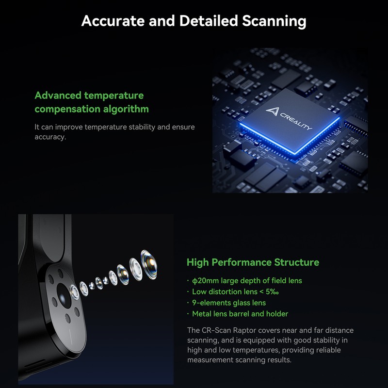 Creality CR-Scan Raptor 3D Scanner 5-2000mm Black/Metal Objects Scanning C0Z4 gallery