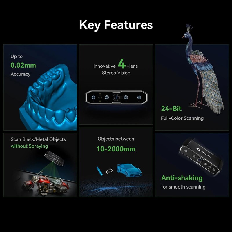 Creality CR-Scan Otter 3D Scanner, Four-Lens Stereo System 0.02mm Accuracy 20fps gallery