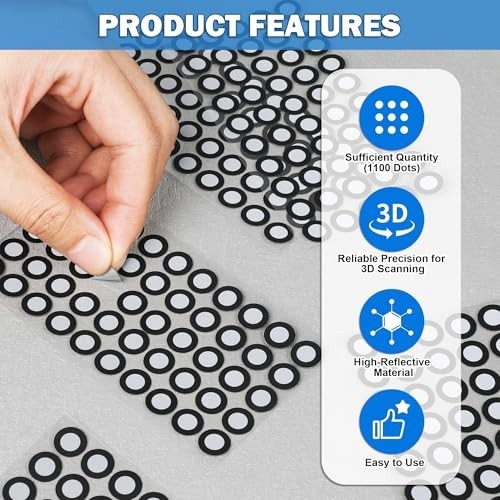 High Reflective 3D Scanner Markers - 1100 Dots, 6mm Positioning Targets, 22 Shee gallery