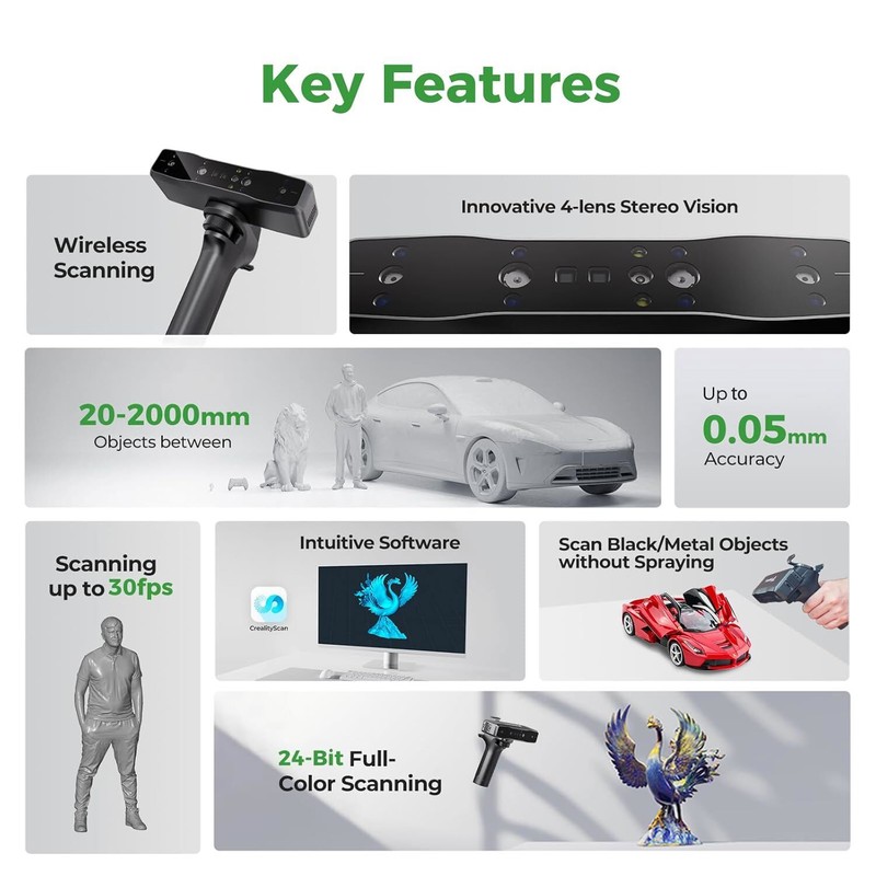 Creality CR-Scan Otter Lite 3D Scanner 0.05mm Accuracy 30FPS 24-Bit Color 4-Lens gallery