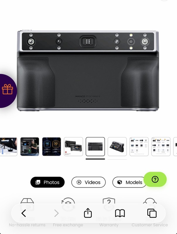 Revopoint MIRACO PRO 3D Scanner For 3D Print 0.02mm All-in-one Handheld Scan32GB gallery