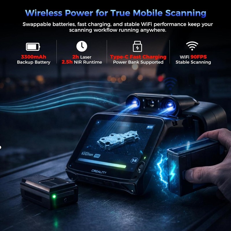 Creality Sermoon P1 Wireless 3D Scanner High-Speed Scanning Blue Laser&NIR Light gallery