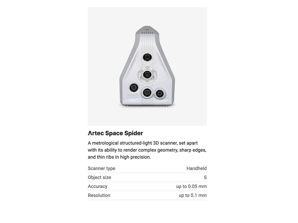Artec Space Spider 3D Scanner (Demo Unit) gallery