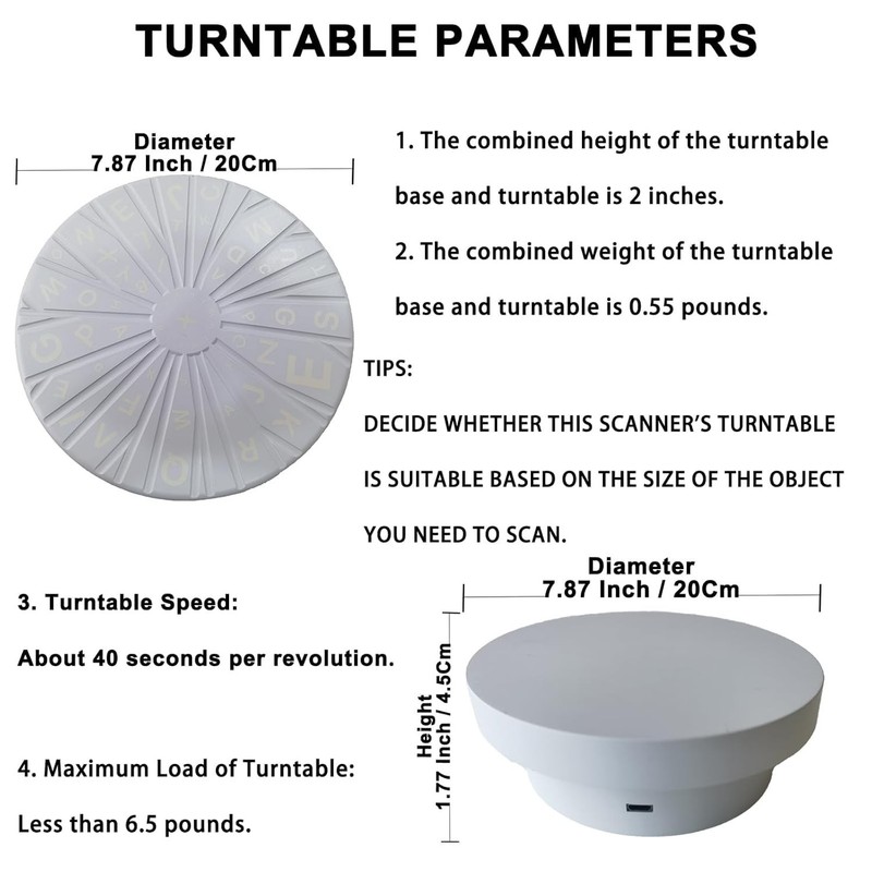 3D Scanner Turntable 8 Inch Rotating Platform for Moose Seal Lite Scanners gallery