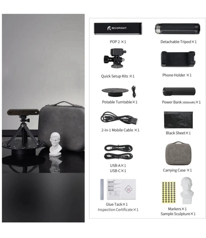 Revopoint POP 2 Premium 3D Scanner 0.05mm Precision, Turntable, & Stabilizer gallery