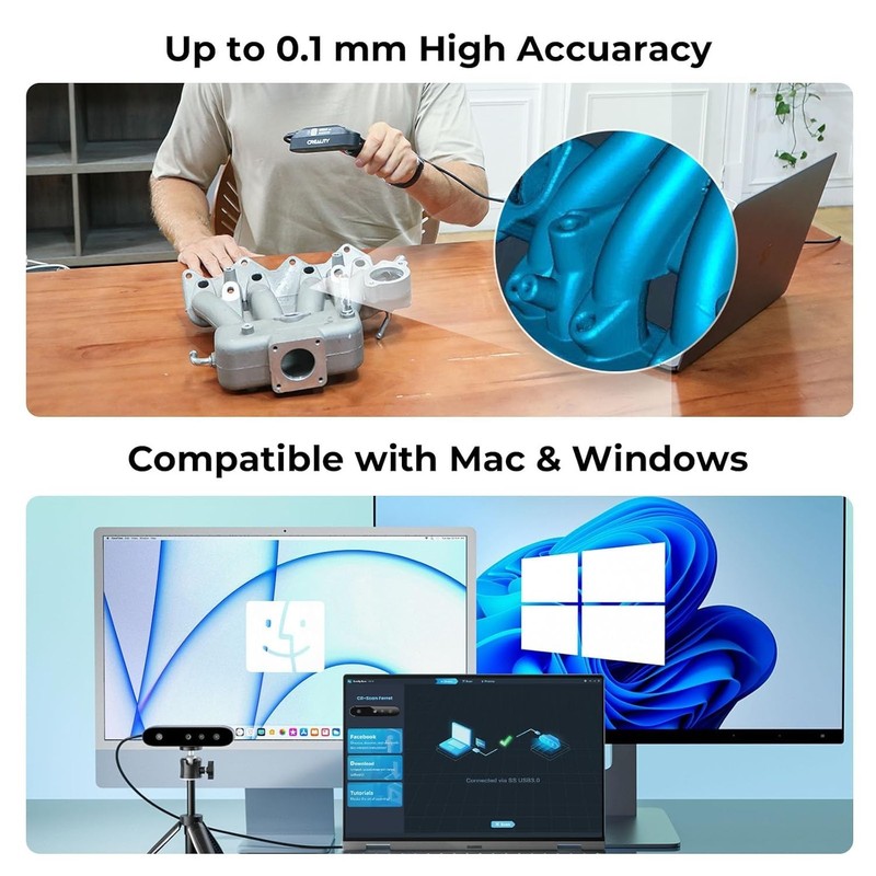 CR-Ferret SE 3D Scanner: 0.1mm High Accuracy, Anti-Shake & Full-Color Capture gallery