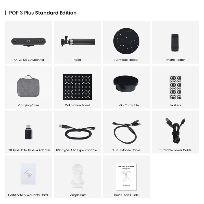 Revopoint POP 3 Plus 3D Handheld Scan STANDARD 0.04mm Precision 18fps Scanner gallery
