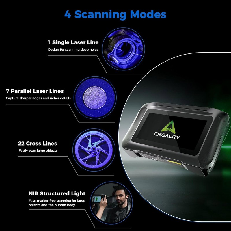 Creality Sermoon P1 3D Scanner 100FPS High-Speed Scanning 22+7+1 Blue Laser US gallery