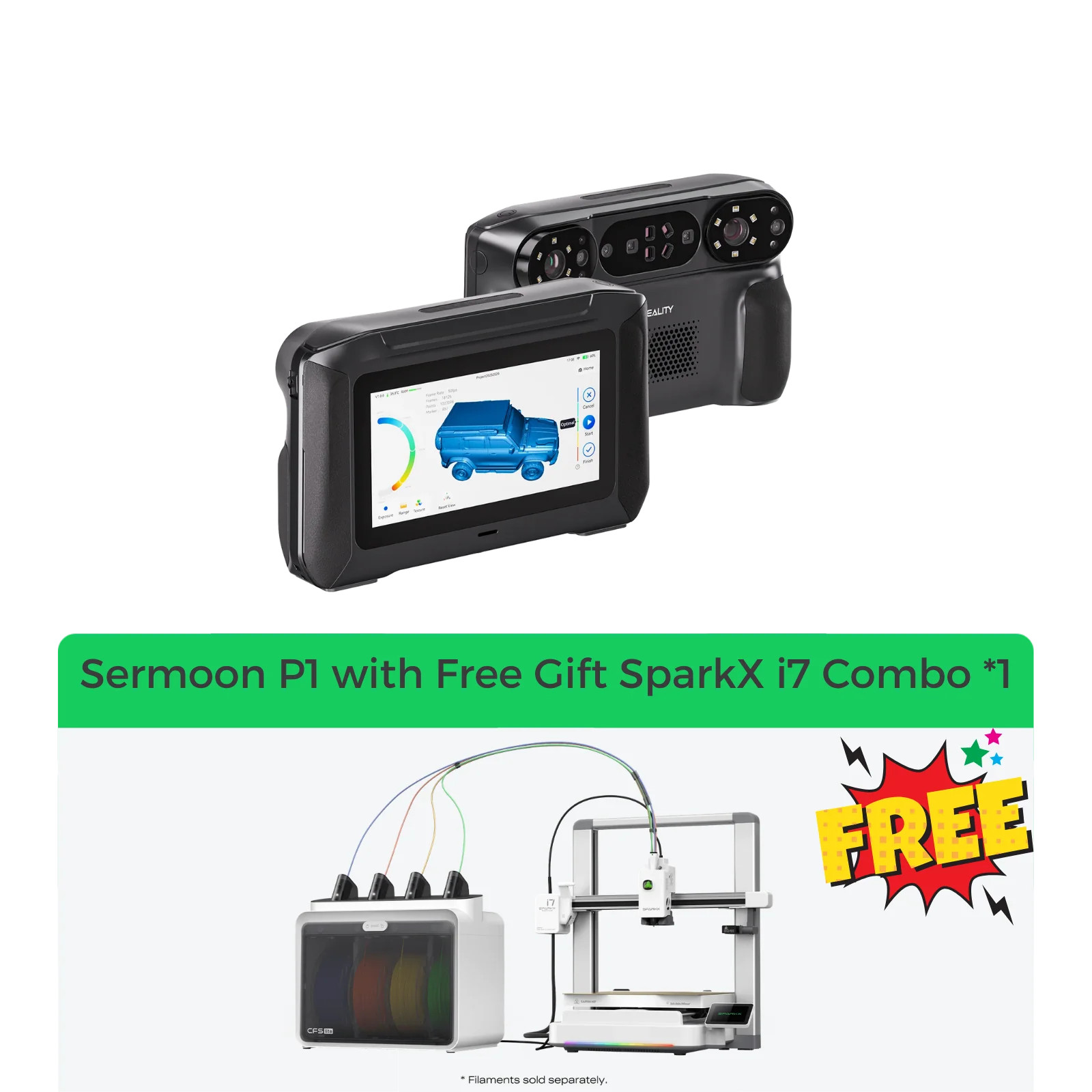 Creality Sermoon P1 3D Scanner With SPARKX i7 3D Printer gallery