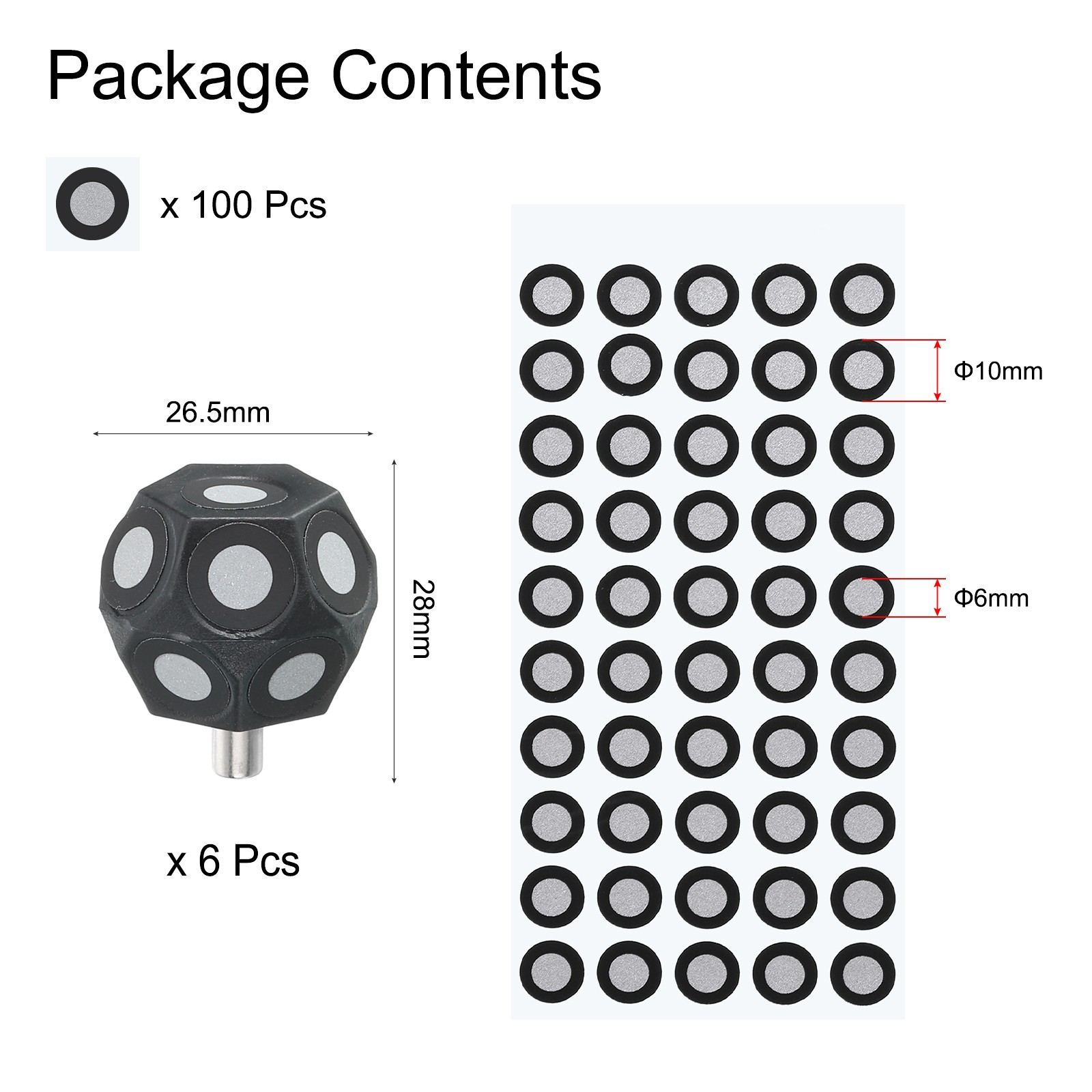 6Pack 3D Magnetic Ball Marker with 100Pack 6x10mm 3D Scanning Markers gallery