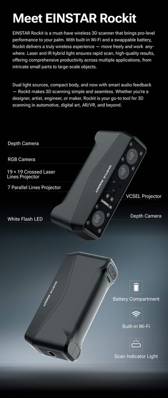 EINSTAR Rockit Wireless 3D Scanner with Laser & IR Hybrid Light gallery