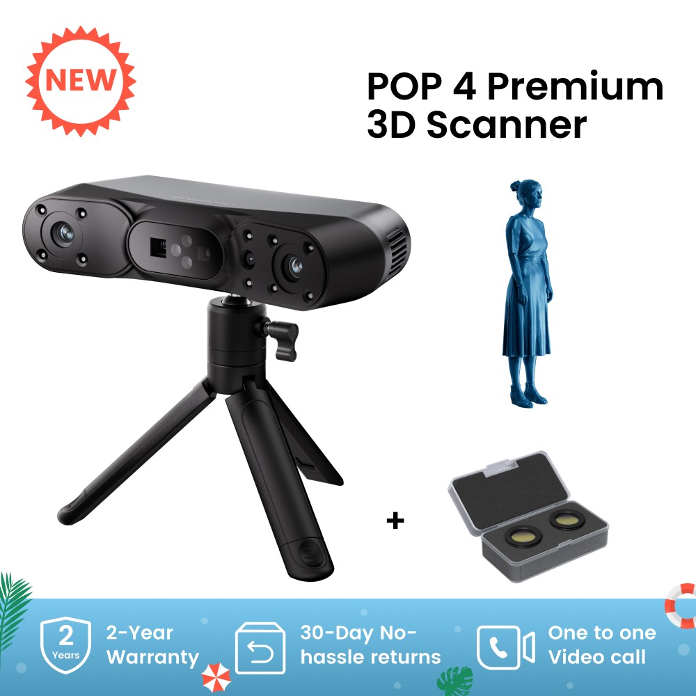 Revopoint POP 4 3D Scanner For 3D Print 105fps 0.03mm Handheld Outdoor Scanner
