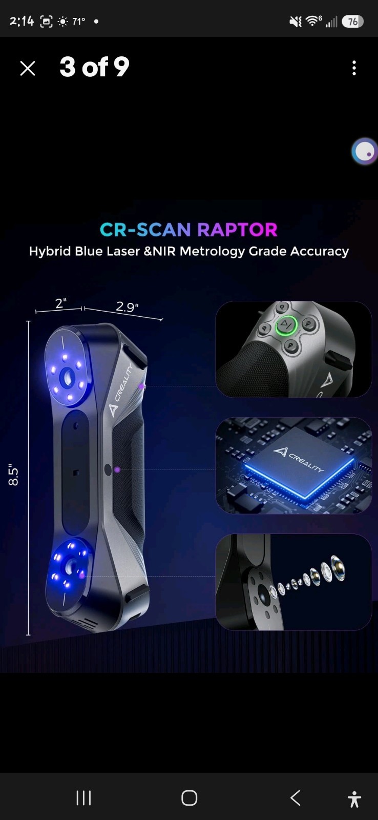 Creality CR-Scan Raptor 3D Scanner - Open Box - Original Package Accessories gallery