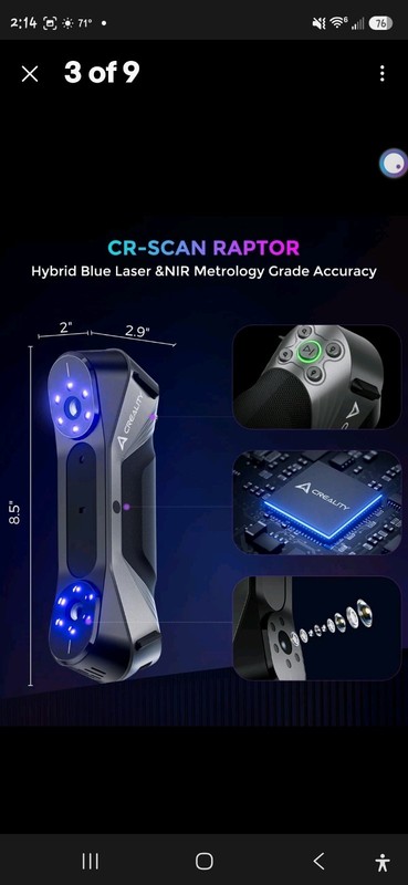Creality CR-Scan Raptor 3D Scanner - Open Box - Original Package Accessories gallery
