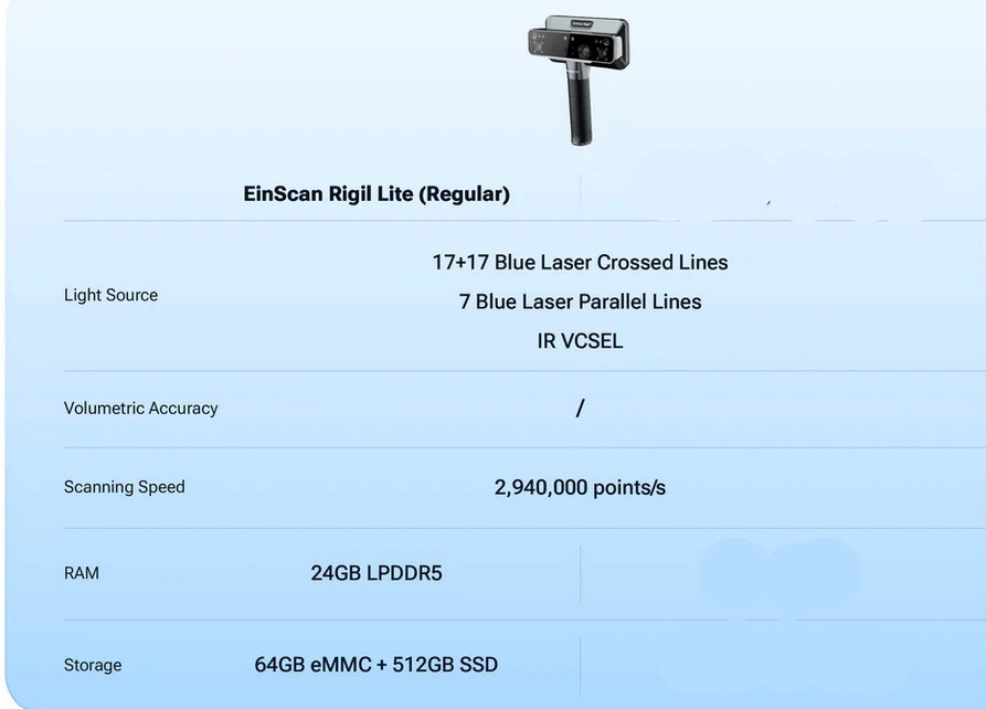 Shining 3D EinScan Rigil Lite 24GB LPDDR5+512GB Handheld 3D Scanner, Wireless gallery