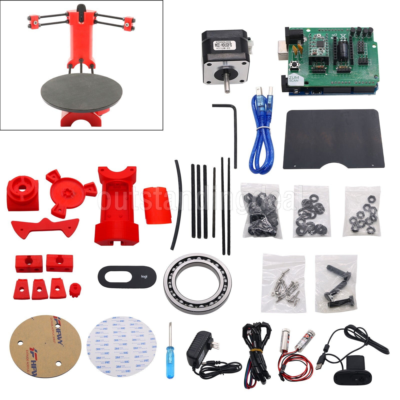3D DIY Laser Scanner Plate Kit w/ Adapter Object For Ciclop Printer os67 gallery