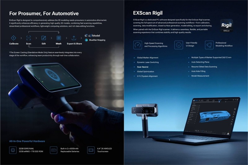 Open Box - EinScan Pro HD Handheld 3D Scanner w/ Industrial Pack, Color HD & SW gallery