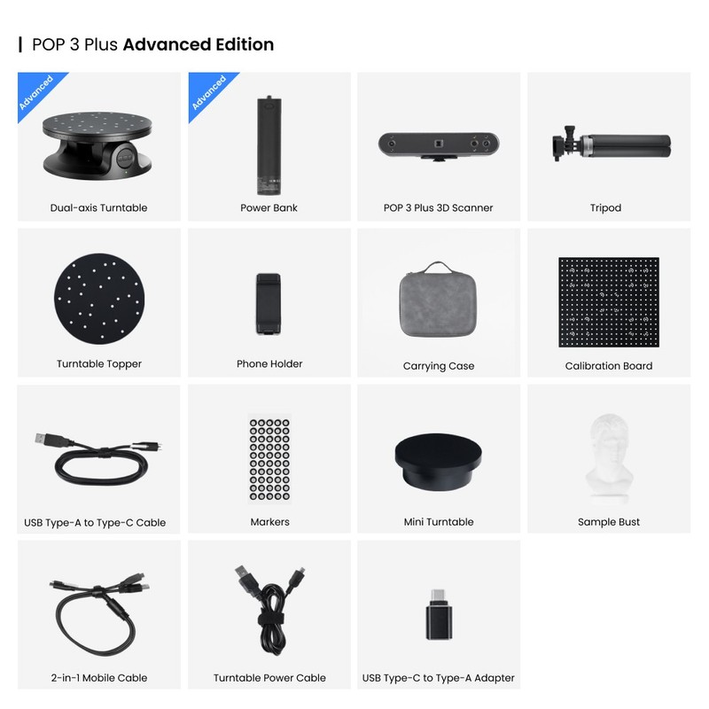 Revopoint POP 3 Plus 3D Scanner Advanced 0.04mm Precision 18fps Handheld Scan gallery