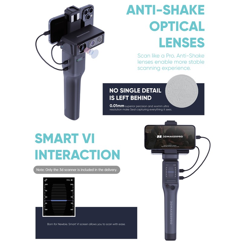 3DMakerpro Seal Handheld 3D Scanner For 3D-Printing 0.01mm Accuracy 10FPS E7Y1 gallery