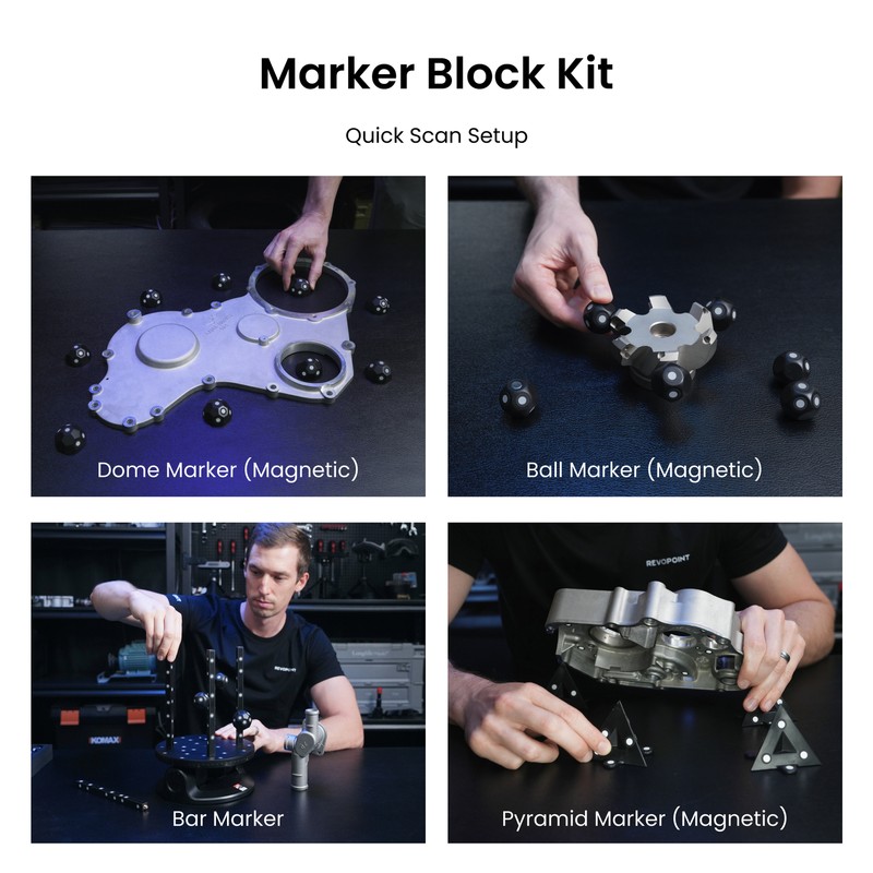 Revopoint MetroX Laser Scanner Marker Block Kit Accessories Magnetic gallery