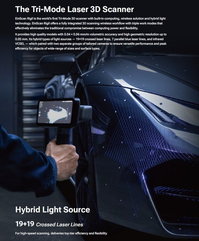 Shining3D EinScan Rigil v1.2 Wireless Tri-Mode 3D Laser Scanner +Software & More gallery