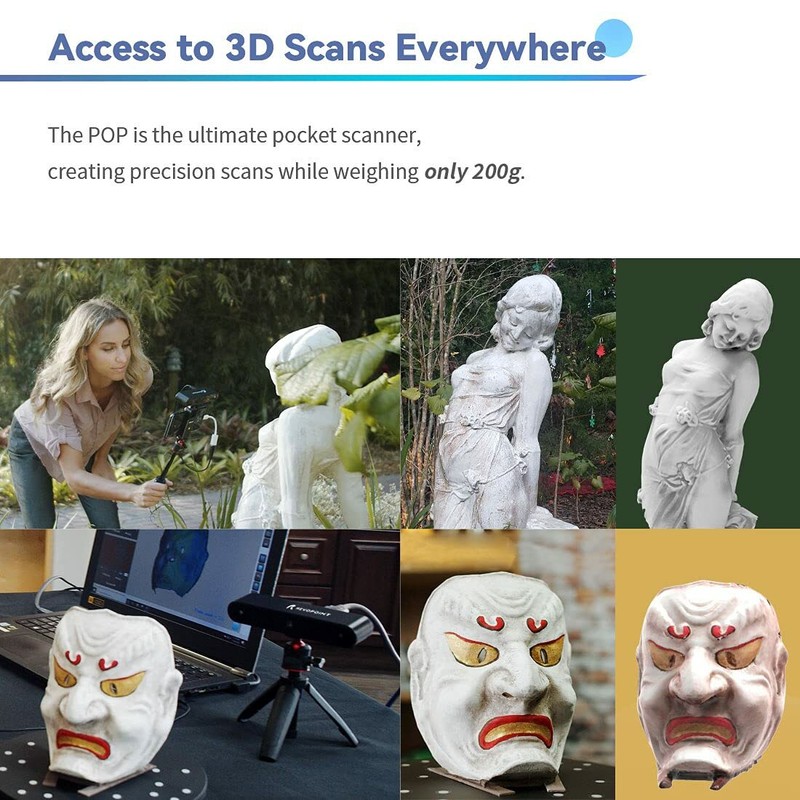 Revopoint POP 3D Scanner High Precision Handheld Scanner for Printing w/ Tripod gallery