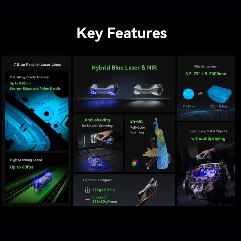 Creality CR-Scan Raptor 3D Scanner High Precision Blue NIR Consumer Scanner L8I8 gallery